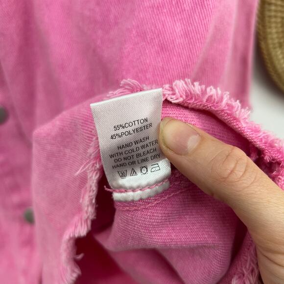 143 Story Pink Silver Sequins Rock & Roll Button Up Shirt Shacket Small Festival - Picture 4 of 4